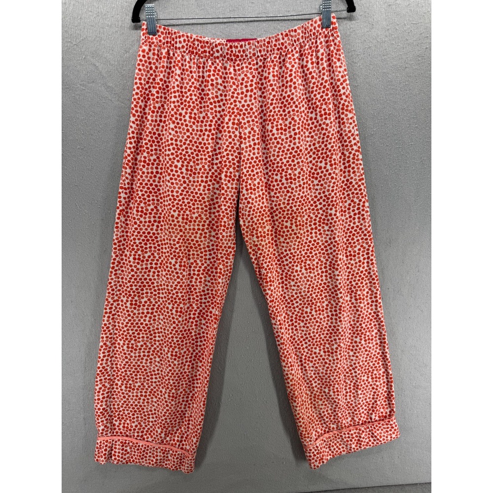 Vtg Xhilaration Pajama Pants Womens S Orange White‎ Flannel Low Rise Y2K Lounge